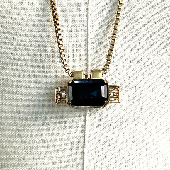 J. Crew Rectangular Blue Pendant Necklace - Picture 2 of 5